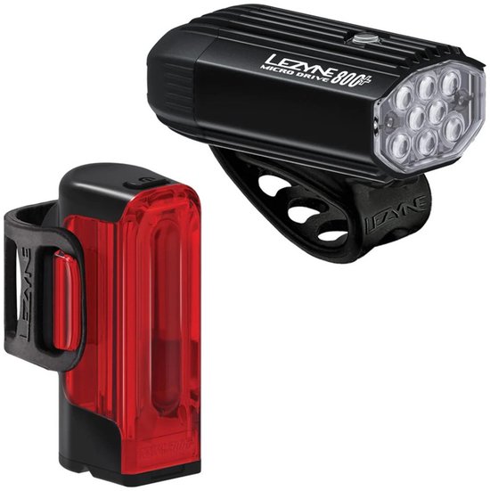 Lezyne Micro Drive 800+ / Strip Drive 300+ Lichtset Transparant 800 / 300 Lumens van Lezyne