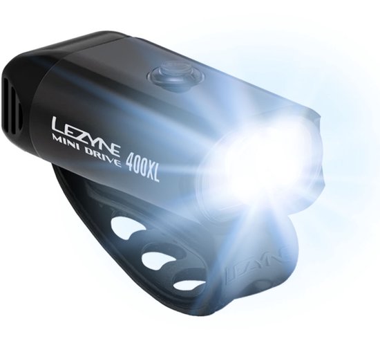 Lezyne Mini Drive 400XL - LED Fietslamp Voor - Draadloos Oplaadbaar Fietslicht - Ingebouwde USB-Stick - 8 Standen - Veiligheidslampjes Fiets - Waterdichte Fietsverlichting - Aluminium - Zwart