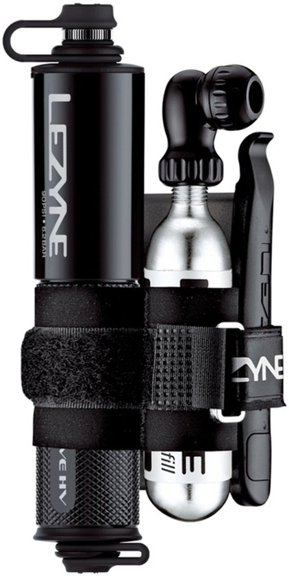 Lezyne Pocket Drive HV Loaded - Handpomp - Fietspomp - Tot 6.2 bar - ABS Flex Hose - Presta en Schrader ventielen - Aluminium - Zwart