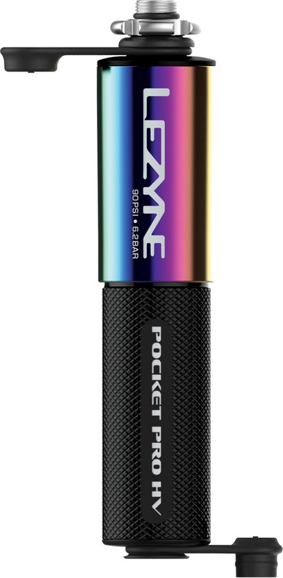 Lezyne Pocket Drive Pro HV - Handpomp - Fietspomp - Tot 6.2 bar - ABS Flex Hose - Neo metallic/Zwart van Lezyne