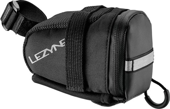 Lezyne S-Caddy Loaded - Compacte zadeltas - Klittenband bevestiging - V5 multitool, Witte matrix levers & Smart kit - 0.3 Liter - 110x55x90 mm - Nylon - Zwart van Lezyne