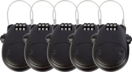 Lichtgewicht Snowboard Slot -Skislot | Set Van 5 Zwart Combinatieslot | Voor Binnen En Buiten | Met 80cm Cable Lengte van MH Handel GmbH