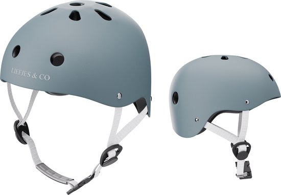 Liefjes & Co - Fietshelm Kind - Kinderhelm - Pastelblauw Maat S (48–56 cm) - Verstelbaar - Ventilerend - Met Kinbescherming van Liefjes & Co