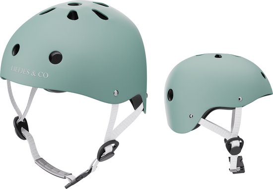 Liefjes & Co - Fietshelm Kind - Kinderhelm - Saliegroen Maat S (48–56 cm) - Verstelbaar - Ventilerend - Met Kinbescherming van Liefjes & Co