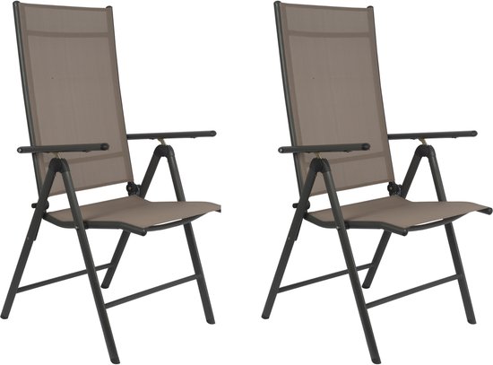 Lifetime Garden Tuinstoelen Santiago Set 2 Stuks – Opvouwbare Campingstoel met Aluminium Frame - Tuinstoel Verstelbaar in 7 Postities - Kampeerstoel - Klapstoelen van Textilene - Taupe van Merkloos