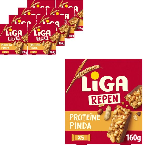 LIGA Proteïne repen Pinda 8 x 160g (5 x 32g) - Eiwitten - Eiwitrepen - Protein - Tussendoortjes - Sport - Cadeau