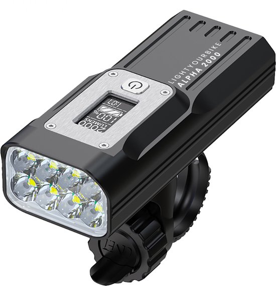 Lightyourbike ALPHA 2000 Fietslamp - LED fietsverlichting - powerbank 10.000 mAh