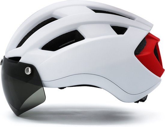 Lightyourbike ® VISION 1 - Fietshelm met Vizier & Verlichting - Elektrische fiets, Racefiets & MTB - Wit