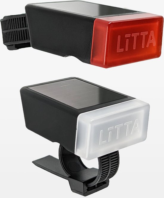 LITTA 2 Fietsverlichting op zonne-energie - Zwart (set)