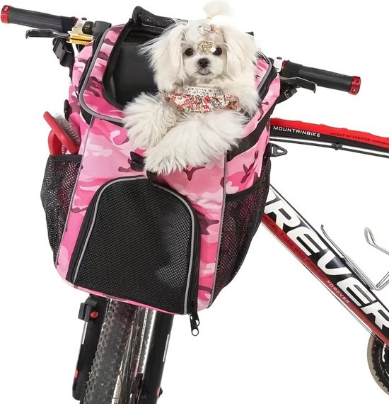 Livano Fietsmand Hond - Hondenmand Fiets - Voorop - Fietstas Hond - Hondenfietsmand - Roze van Livano