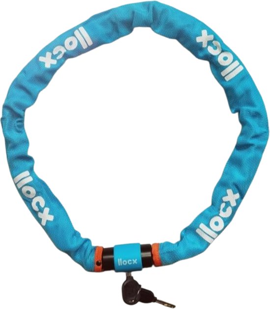 LLOCX Kettingslot van 1 Meter - 6mm - Roestvrij Gelegeerd Staal - 900gr. - Krasvrij en Scheurvrij - Blauwe Sleeve - Sluiting met Anti-Stofklep van Merkloos