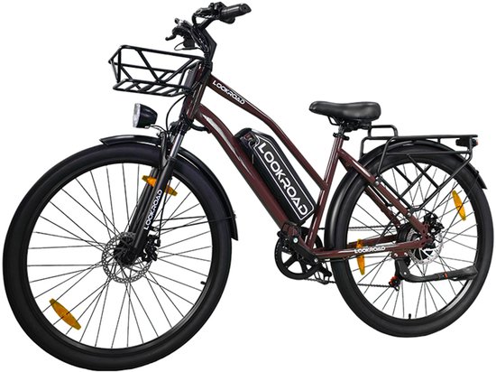 Lookraod L28 Elektrische Fiets – 28‘’ 250W Motor, 36V 23Ah Accu, 140km Bereik, 7-Speed Shimano, Hydraulische Remmen-Rood