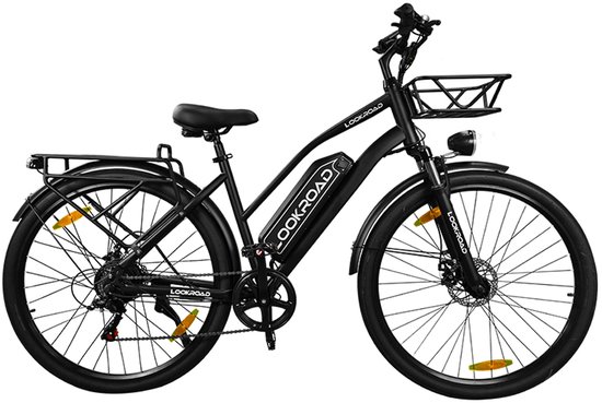 Lookroad Elektrische Fiets - 28 Inch E-Bike - 36V 18Ah Accu (Actieradius tot 120 km) - Met Voorvorkvering & Mechanische Schijfremmen - Stadsfiets Heren/Dames