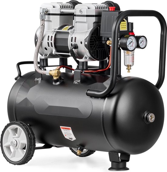 Luchtcompressor 1,1 kW - Olievrije Compressor 24L - Stil 68 l/min 8 bar - Draagbare Werkplaatscompressor - Met Wielen En Handvat