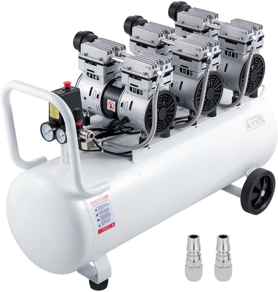 Luchtcompressor 80L, Stille en Olievrije Compressor (22 Gallons) met 2 Manometers, Ideaal voor Huisreparaties, Vloerverwarming Reinigen, Plaatmetaal Schilderen, Staal Spuiten, Tandheelkundige Toepassingen, en Meer