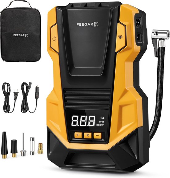 Luchtcompressor Auto - 12V DC/230V AC Duale Stroombronnen - 120 Watt Vermogen - 1 Liter Inhoud - ABS Kunststof Metaal - Voor Banden En Ballen