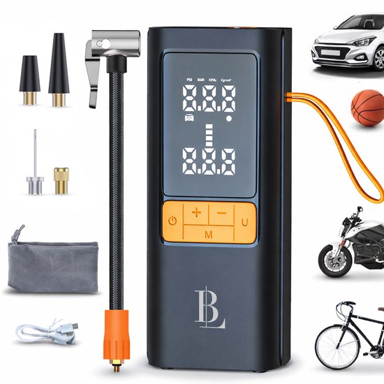 Luchtcompressor Bandenpomp - Tot 10.3 Bar - Autobanden pomp - O.a. Auto, Fiets, Motor, Bal en Luchtbed - Elektrische Fietspomp - Blissify