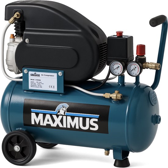 Luchtcompressor - Compressor - 24 Liter - 8 Bar - Oliegesmeerd - Stil & Krachtig - Maximus
