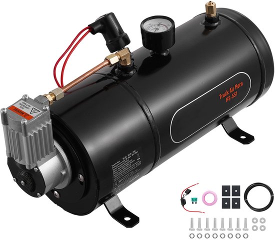 Luchtcompressor met Tank 12 V , 0,8 Gallons, 8bar, Luchtsysteem Aan Boord Voor Het Slepen van Hoorns, Oppompen van Banden en Luchtbedden