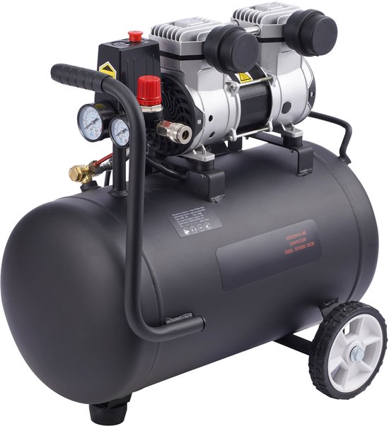Luchtcompressor - Olievrije Draagbare Compressor - Tank 30 L - Vermogen 1 PK - Luchtopbrengst 62 L/min bij 6,2 bar - Maximale Druk 8,3 bar - Geluidsniveau 80 dB