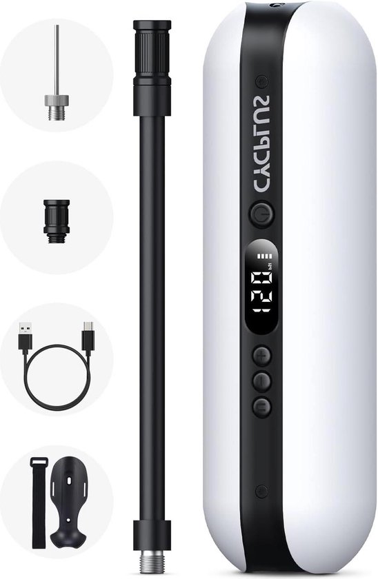 Luchtpomp 12V Oplaadbaar 150PSI Elektrisch Compressor Draagbaar - Digitaal Display LED Licht - Voor Fietsen Motorfietsen en Auto's van $