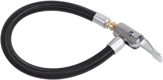Luchtpomp Verlengslang - Bandenpomp Adapter - Banden Vullen - Metalen Vergrendeling - 20 cm - Zwart