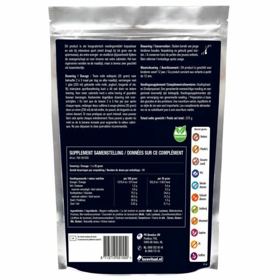 Lucovitaal Koolhydraten Gewichtstoename Poeder - 2 x 375 gr - Voordeelverpakking