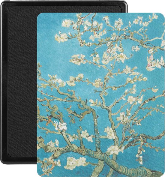 Lunso - Geschikt voor Kobo Aura edition 1 (6 inch) - Vegan saffiano leren sleepcover hoes - Van Gogh Amandelbloesem van Lunso