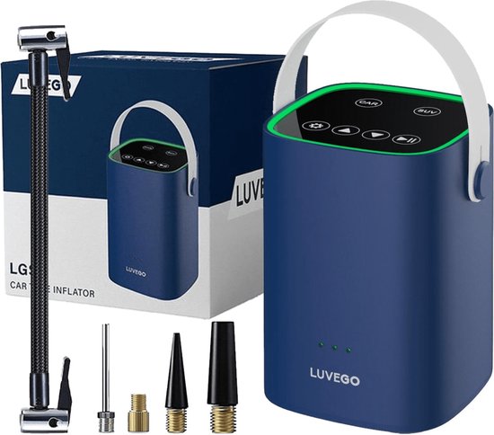 Luvego Draagbare Bandenpomp Compressor Met Accu - 10.3 BAR - Fietspomp & Luchtcompressor - Draadloze Handcompressor voor Auto & Fietsbanden