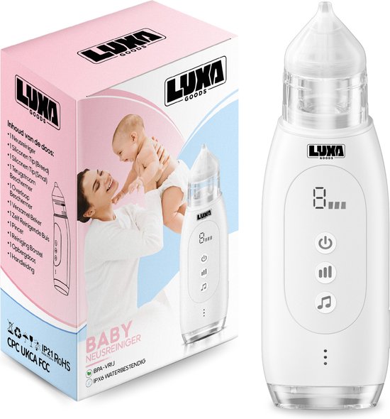 Luxa Goods® Elektrische Neusreiniger voor Baby’s – Zelfreinigend Systeem – Neuszuiger – Licht – Muziek – USB – 3 Standen van Luxa Goods®