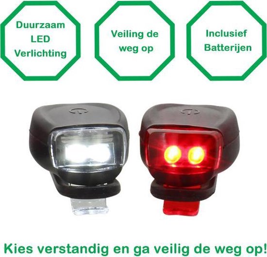 Luxe Fietsverlichting  1 Set Voor en Achter licht Inclusief 4 batterijen - fietslicht - Fietslampjes - Fietslamp - Voorlicht  - Achterlicht - led verlichting