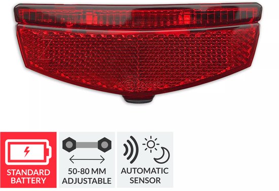 Lynx Achterlicht Luxe Sensor Led Batterijen 50-80 Mm Rood