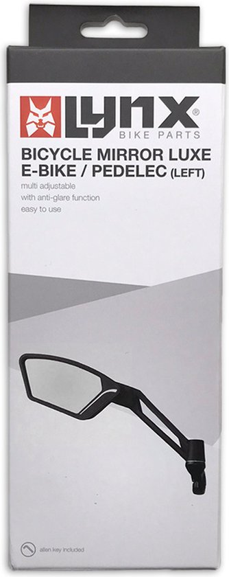 Lynx Fietsspiegel Luxe E-bike Stuurbevestiging Links Zwart van Merkloos