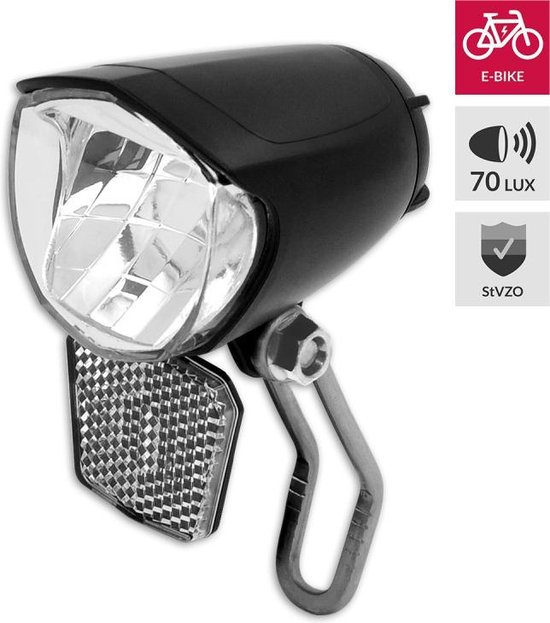 LYNX Koplamp E-bike Led 70 Lux - fiets - zwart - 90 meter zicht