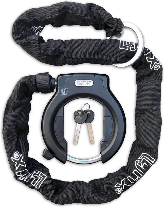 Lynx Lazo | ART2 Fietsslot | Ringslot + 120cm Insteekketting | Bevestigingsmaterialen en gereedschap inbegrepen van Lynx.