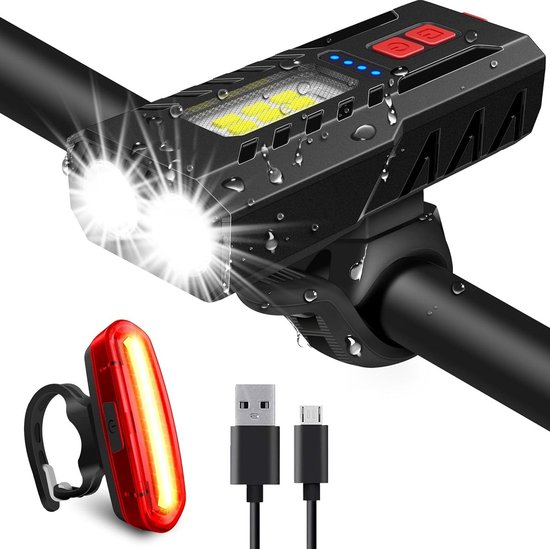 Lzwintrading Fietsverlichting usb oplaadbaar - Super Helder LED Fietsverlichting voor Nachtrit - Fietslicht Voor en Achter - Led Fiets Koplamp Waterdicht Koplamp & Achterlichtsets voor Wegfiets en Mountainbike- Fietslamp - Fietslichten - Fietslampjes