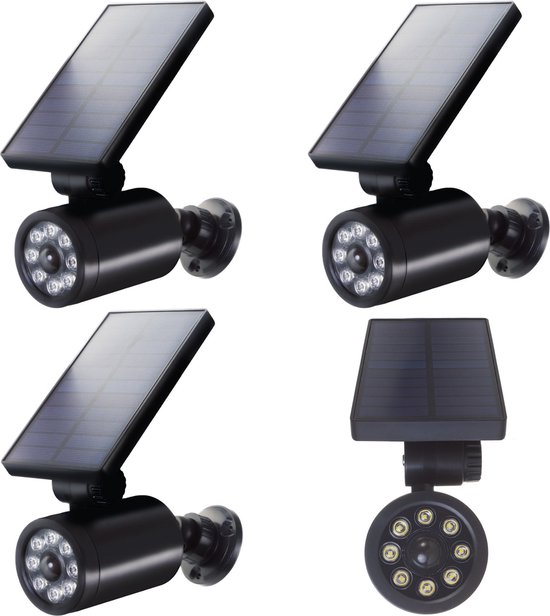 Maclean - Dummy Camera set van 4 stuks - SOL1801S Knipperende - LED-bewegingssensor op zonne-energie - Zwart van Maclean
