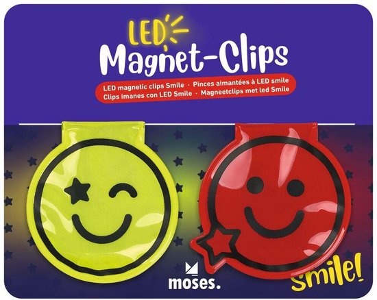 Magneet clips met lichtgevende smileys LED van Merkloos