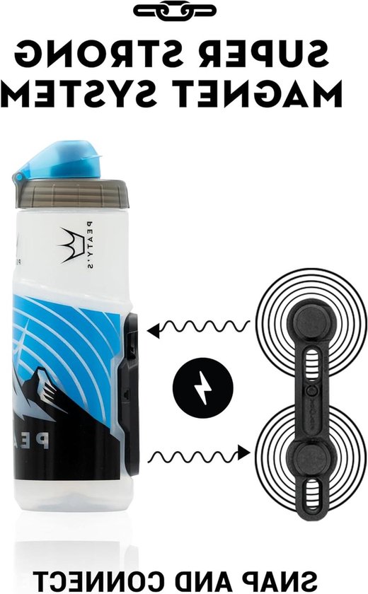 Magnetische Fietsfles - Bidon met houder - Fietsen en sporten - Eenvoudige twist-ontgrendeling - 600 ml - Gerookt