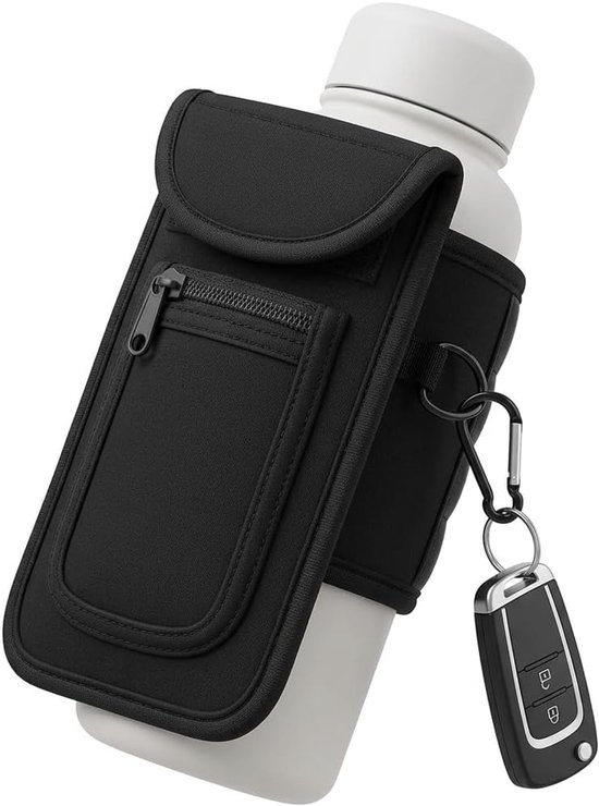 Magnetische fleshouder met karabijnhaak - praktische gymaccessoires - veilig voor mobiel en sleutels - SnelShoppen