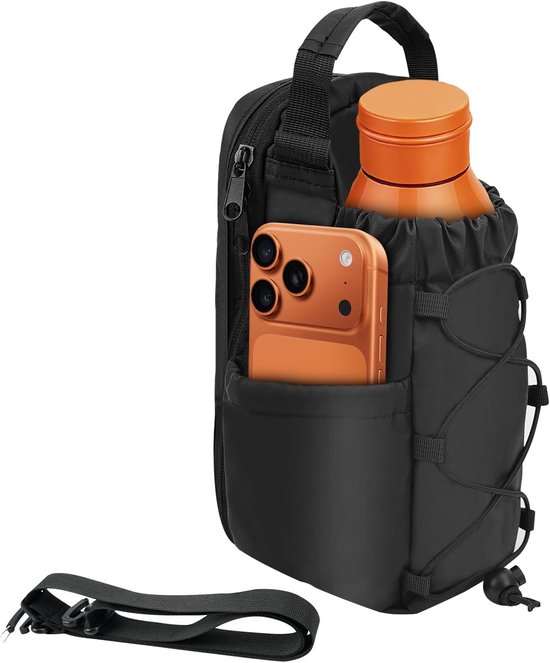 Magnetische sporttas met flessenhouder en vak voor mobiele telefoon, 4 sterke magneten, magnetische waterfles tas, schoudertas voor 1,2 l beker met handvat en drinkflessen, fitnesstas voor