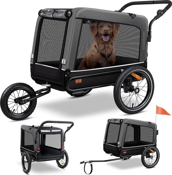Mara Luxe Hondenaanhanger - Hondenfietskar - Fietskar voor Honden - 3-in-1 Hondenbuggy - Jogger - 75 x 103 x 139 cm van Mara Luxe