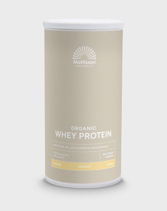 Mattisson - Biologische Wei Proteïne Poeder - 75% Eiwit - Vanille - Whey Protein - 450 Gram