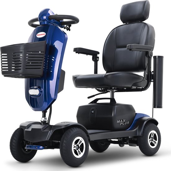 [MAX PLUS BLUE-COMBO] - Elektrische Outdoor-Mobilitätsroller - 300W Krachtige Motor Met Demping - 360° Draaibare Luxezitplaats Met Kopsteun - Verstelbare Armleuningen & Zithoogte van Merkloos