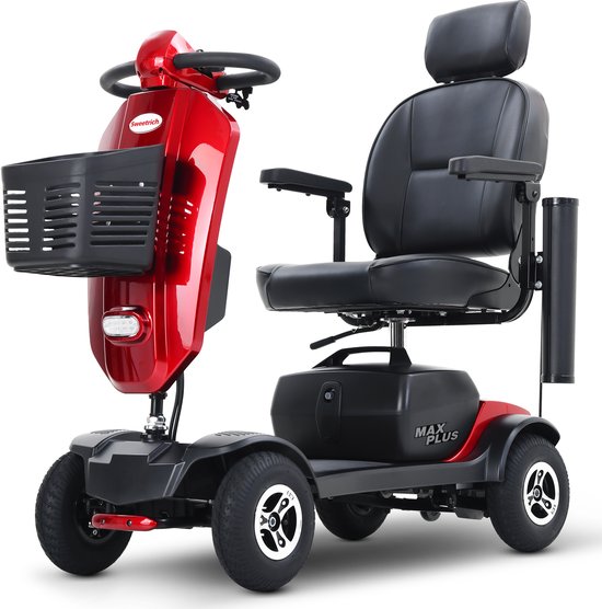 [MAX PLUS RED-COMBO] - Elektrische Outdoor-Mobilitätsroller - 300W Motor Met Demping - 360° Draaibare Luxezitplaats Met Kopsteun - 2 Drinkhouders Met USB Opladersluiting van Merkloos