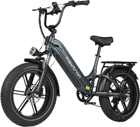 Maxtron Canml Elektrische Fiets–864Wh Accu–20×4.0 Inch Fatbike Banden–Actieradius tot 120 km–Geüpgrade Hydraulische Schijfremmen met Motoronderbreking–Verende Voorvork met Lock-out (Dubbele Modus) –Shimano 7 Versnellingen–Elektrische Stadsfiets–Grijs van Merkloos