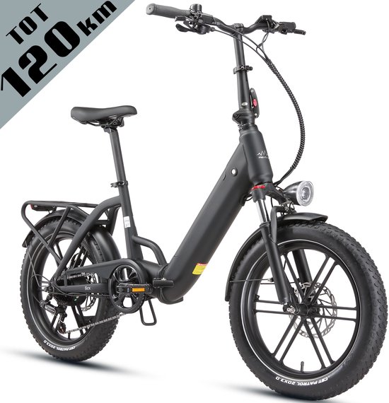 Maxtron Ilex Elektrische Vouwfiets 20 inch - 691,2Wh Accu - 120 km Actieradius - 45Nm Koppel - Koppelsensor - Hydraulische Schijfremmen - Shimano 7 Versnellingen - Zwart