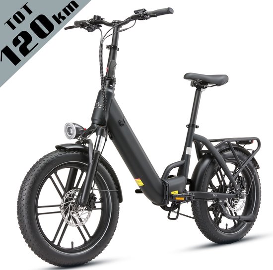 Maxtron Ilex Elektrische Vouwfiets - 20×3.0 inch Brede Banden - 146 km Actieradius - 48V 14,4Ah Accu - 691,2Wh - Hydraulische Schijfremmen - Shimano 7 Versnellingen - Zwart