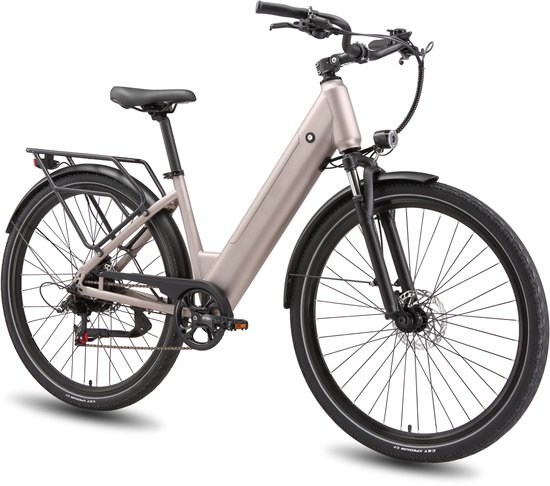 Maxtron Lira Elektrische Fiets 28 inch - 250W - 48V 15Ah - Tot ca. 140 km - 25 km/u - Koppelsensor - Shimano 7 Versnellingen - Hydraulische Schijfremmen - LCD-display - goudkleurig