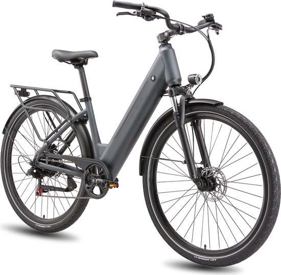 Maxtron Lira Elektrische Fiets 28 inch - 250W - 48V 15Ah - Tot ca. 140 km - 25 km/u - Koppelsensor - Shimano 7 Versnellingen - Hydraulische Schijfremmen - LCD-display - grijs